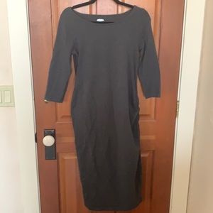 Gray Fitted Midi Maternity Dress NWOT